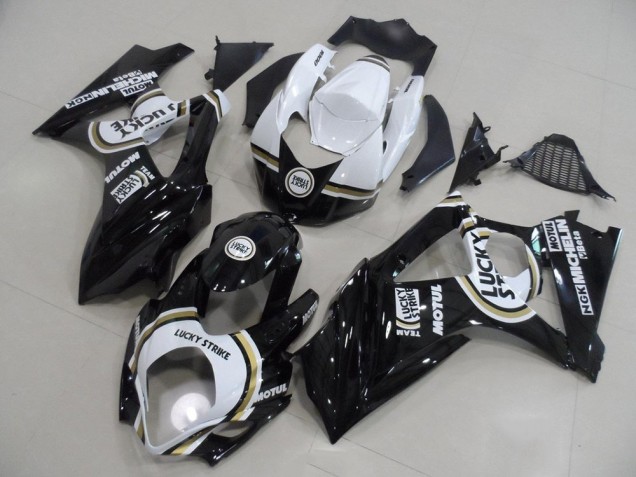 2007-2008 Black Lucky Strike Suzuki GSXR 1000 K7 Bike Fairings UK Factory 2007-2008 Black Lucky Strike Suzuki GSXR 1000 K7 Bike Fairings UK Factory