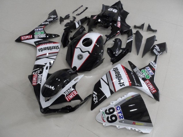 2007-2008 Black White Stickers Packs Yamaha YZF R1 Motorcycle Fairings Kit UK Factory 2007-2008 Black White Stickers Packs Yamaha YZF R1 Motorcycle Fairings Kit UK Factory
