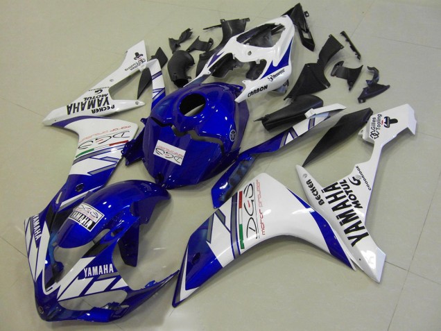 2007-2008 White Blue Tri Colour Yamaha YZF R1 Motorcycle Replacement Fairings UK Factory