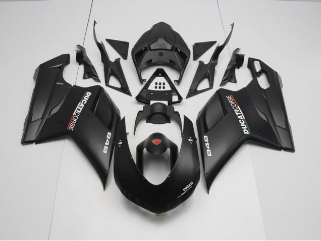 2007-2014 Matte Black with White Decals Ducati 848 1098 1198 Motorcycle Fairing UK Factory 2007-2014 Matte Black with White Decals Ducati 848 1098 1198 Motorcycle Fairing UK Factory
