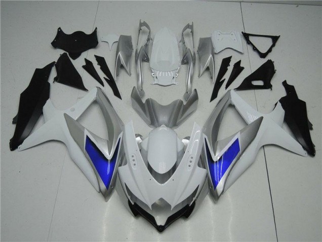 2008-2010 White Silver Blue Suzuki GSXR 600/750 Motorcycle Fairings Kit UK Factory
