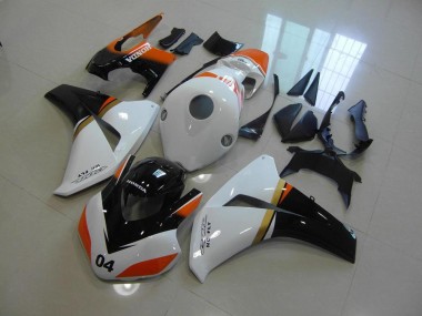 2008-2011 White and Black and Orange Race Honda CBR1000RR Motorcycle Fairing UK Factory