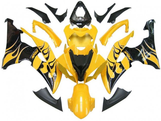 2008-2016 Yellow Black Flame R6 Yamaha YZF R6 Replacement Motorcycle Fairings UK Factory 2008-2016 Yellow Black Flame R6 Yamaha YZF R6 Replacement Motorcycle Fairings UK Factory