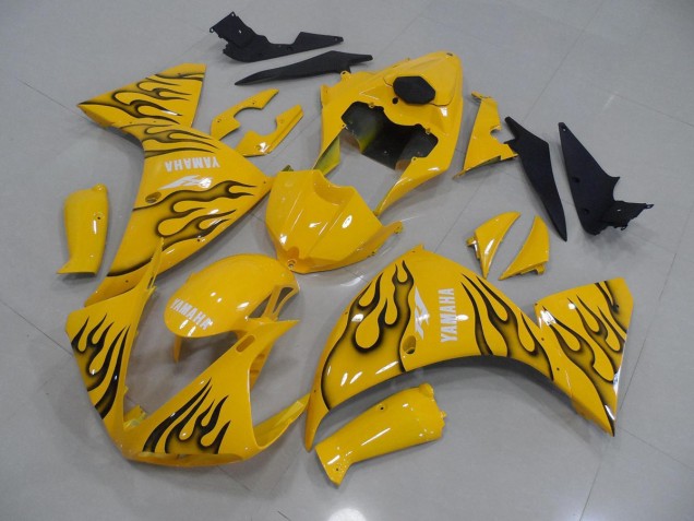 2009-2011 Yellow Black Flame Yamaha YZF R1 Motorcycle Fairings UK Factory 2009-2011 Yellow Black Flame Yamaha YZF R1 Motorcycle Fairings UK Factory