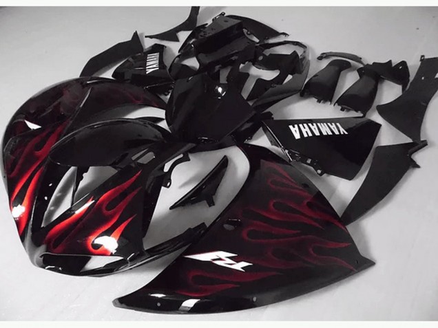 2009-2011 Red Black Flame Yamaha YZF R1 Bike Fairings UK Factory