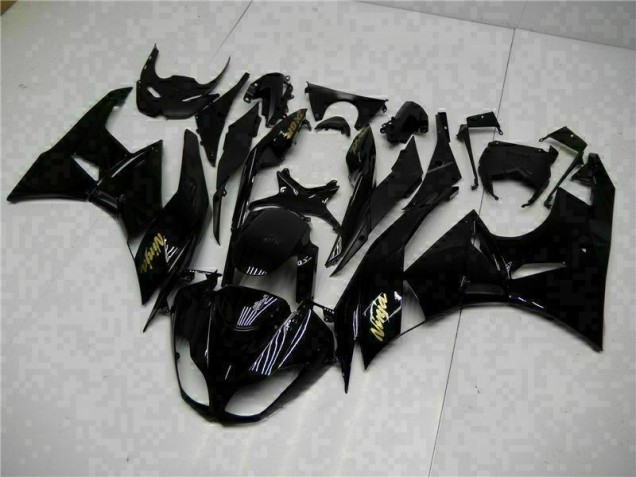 2009-2012 Black Gold Ninja Kawasaki ZX6R Motorcycle Replacement Fairings UK Factory