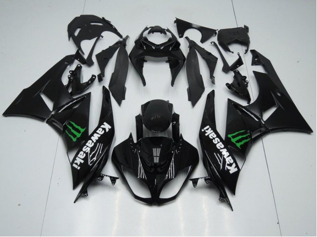 2009-2012 Black with Monster Kawasaki ZX6R Replacement Motorcycle Fairings UK Factory 2009-2012 Black with Monster Kawasaki ZX6R Replacement Motorcycle Fairings UK Factory