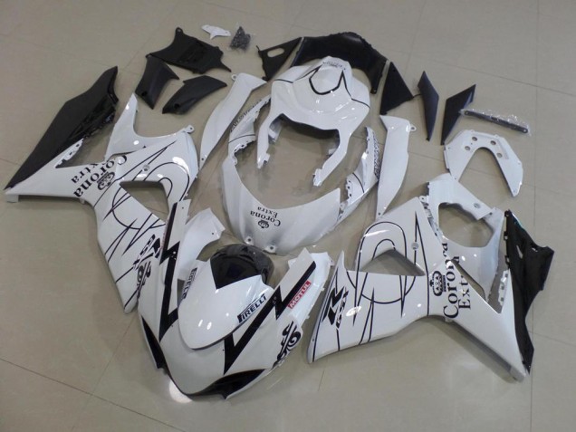 2009-2016 White Corona Race Suzuki GSXR 1000 K9 Motorcycle Fairings Kit UK Factory 2009-2016 White Corona Race Suzuki GSXR 1000 K9 Motorcycle Fairings Kit UK Factory