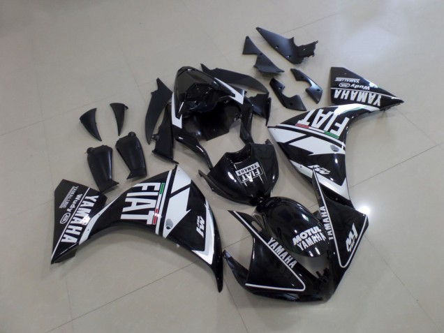 2012-2014 Black White Fiat Yamaha YZF R1 Motorcycle Fairings UK Factory 2012-2014 Black White Fiat Yamaha YZF R1 Motorcycle Fairings UK Factory