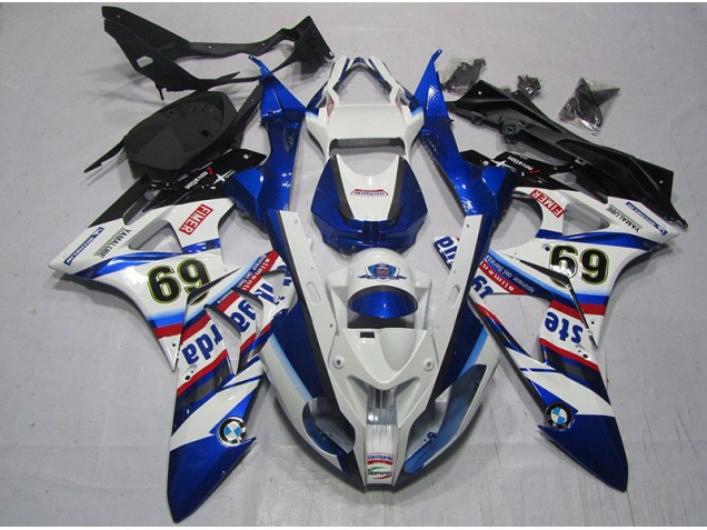 2009-2014 White Blue Sterilgarda 69 BMW S1000RR Motor Fairings UK Factory 2009-2014 White Blue Sterilgarda 69 BMW S1000RR Motor Fairings UK Factory