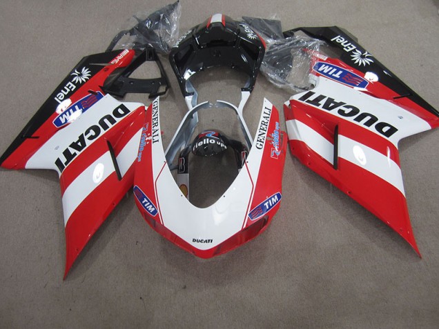 2007-2014 Red White Generali Tim Ducati 1098 Motorcycle Fairings Kit UK Factory 2007-2014 Red White Generali Tim Ducati 1098 Motorcycle Fairings Kit UK Factory