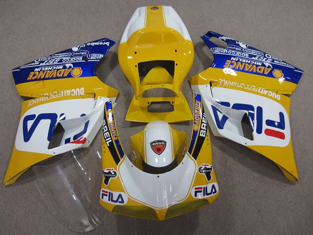 1993-2005 Yellow White Fila Ducati 748 Bike Fairings UK Factory 1993-2005 Yellow White Fila Ducati 748 Bike Fairings UK Factory