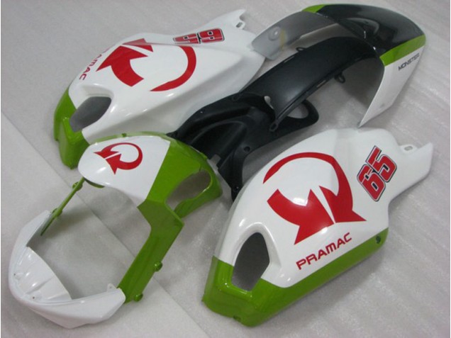 2008-2012 White Red PRAMAC 65 Ducati Monster 696 Motorcylce Fairings UK Factory