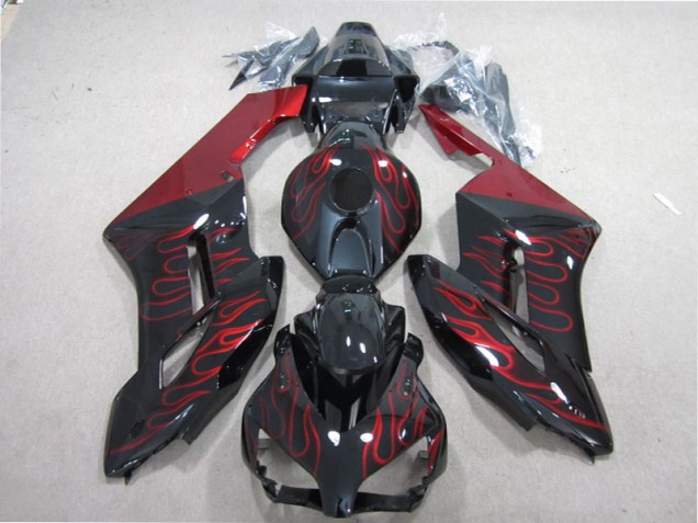 2004-2005 Black Red Flame Honda CBR1000RR Bike Fairings UK Factory