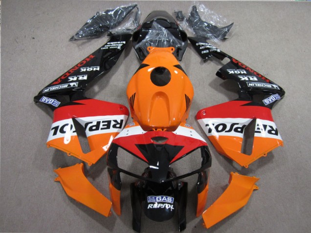 2005-2006 Orange Red Black Repsol Honda CBR600RR Motorbike Fairing Kits UK Factory 2005-2006 Orange Red Black Repsol Honda CBR600RR Motorbike Fairing Kits UK Factory