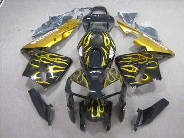 2005-2006 Black Yellow Flame Honda CBR600RR Motorcycle Fairing Kits UK Factory
