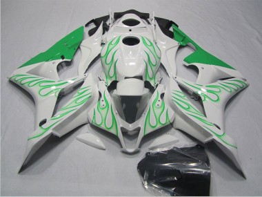 2007-2008 White Green Flame Honda CBR600RR Motorcycle Fairings Kits UK Factory