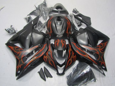 2009-2012 Black Red Flame Honda CBR600RR Motorcycle Replacement Fairings UK Factory