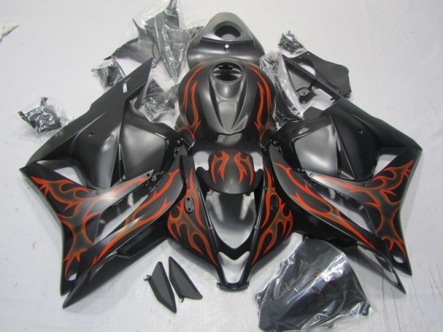 2009-2012 Black Orange Flame Honda CBR600RR Motorcylce Fairings UK Factory