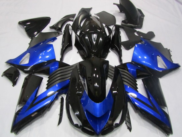 2006-2011 Black Blue Kawasaki ZX14R ZZR1400 Moto Fairings UK Factory