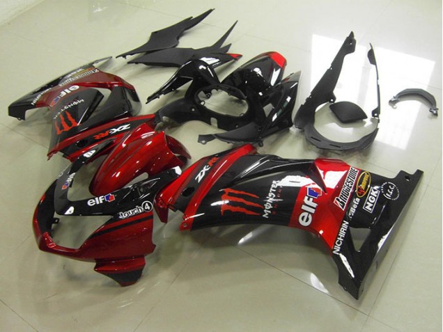 2008-2012 Black Red Monster Kawasaki ZX250R Motorcycle Fairing UK Factory 2008-2012 Black Red Monster Kawasaki ZX250R Motorcycle Fairing UK Factory