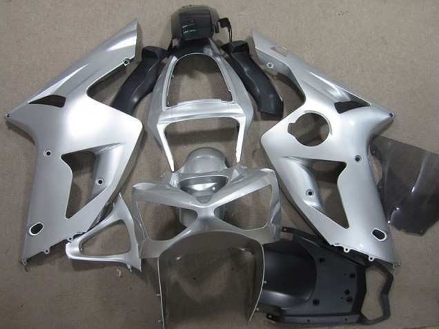 2003-2004 Silver Kawasaki ZX6R Motorcycle Fairings Kit UK Factory 2003-2004 Silver Kawasaki ZX6R Motorcycle Fairings Kit UK Factory