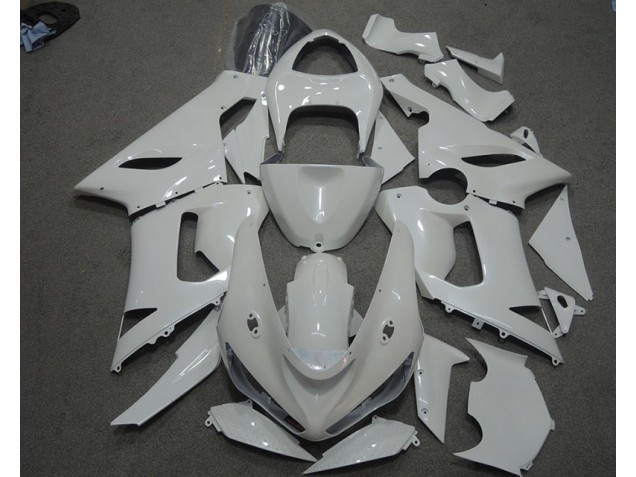 2005-2006 White Kawasaki ZX6R Motorcycle Fairings Kit UK Factory 2005-2006 White Kawasaki ZX6R Motorcycle Fairings Kit UK Factory