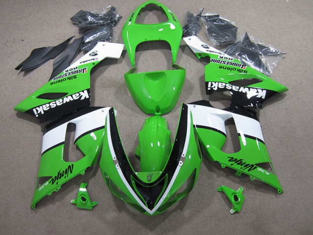 2005-2006 Green White Black Ninja 636 Kawasaki ZX6R Bike Fairings UK Factory 2005-2006 Green White Black Ninja 636 Kawasaki ZX6R Bike Fairings UK Factory