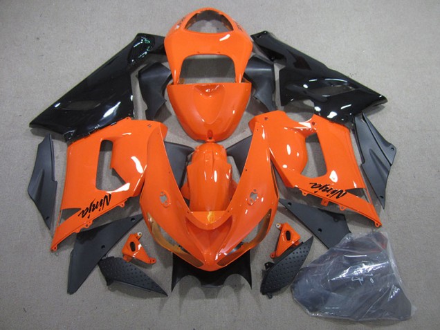 2005-2006 Orange Black Ninja Kawasaki ZX6R Motorbike Fairing Kits UK Factory