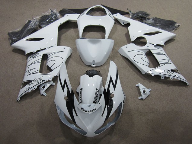 2005-2006 White Ninja 636 Kawasaki ZX6R Moto Fairings UK Factory 2005-2006 White Ninja 636 Kawasaki ZX6R Moto Fairings UK Factory