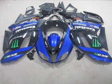 2007-2008 Black Blue Monster Kawasaki ZX6R Motorcycle Replacement Fairings UK Factory