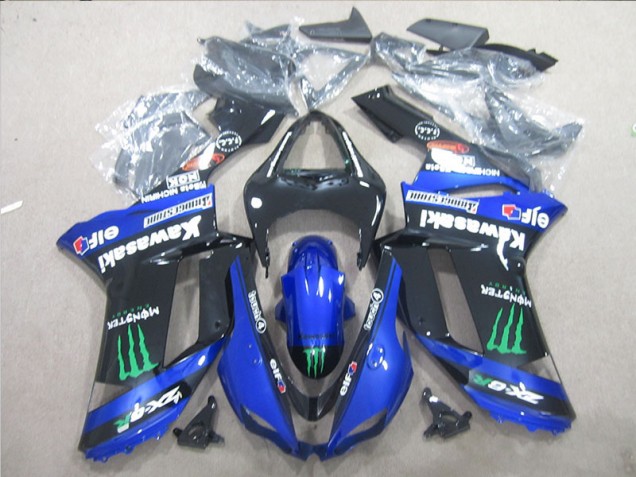 2007-2008 Black Blue Green Monster Kawasaki ZX6R Motorcyle Fairings UK Factory 2007-2008 Black Blue Green Monster Kawasaki ZX6R Motorcyle Fairings UK Factory