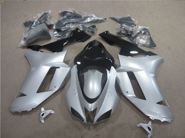 2007-2008 Silver Black Kawasaki ZX6R Motor Fairings UK Factory 2007-2008 Silver Black Kawasaki ZX6R Motor Fairings UK Factory