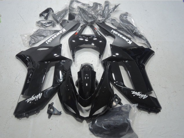 2007-2008 Black White Ninja Kawasaki ZX6R Bike Fairings UK Factory 2007-2008 Black White Ninja Kawasaki ZX6R Bike Fairings UK Factory