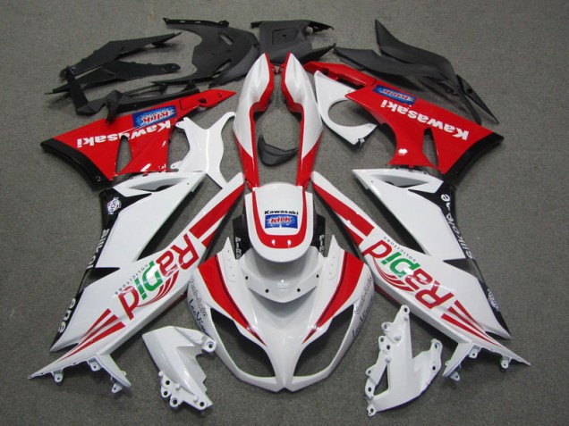 2009-2012 White Red Rapid Kawasaki ZX6R Motorcycle Fairing UK Factory 2009-2012 White Red Rapid Kawasaki ZX6R Motorcycle Fairing UK Factory
