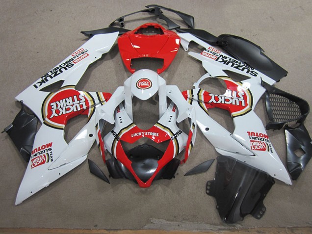 2005-2006 White Lucky Strike Red Motul Suzuki GSXR1000 Motorcycle Fairings UK Factory 2005-2006 White Lucky Strike Red Motul Suzuki GSXR1000 Motorcycle Fairings UK Factory