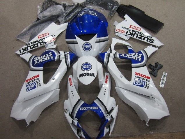 2007-2008 White Blue Lucky Strike Red Motul Suzuki GSXR1000 Moto Fairings UK Factory