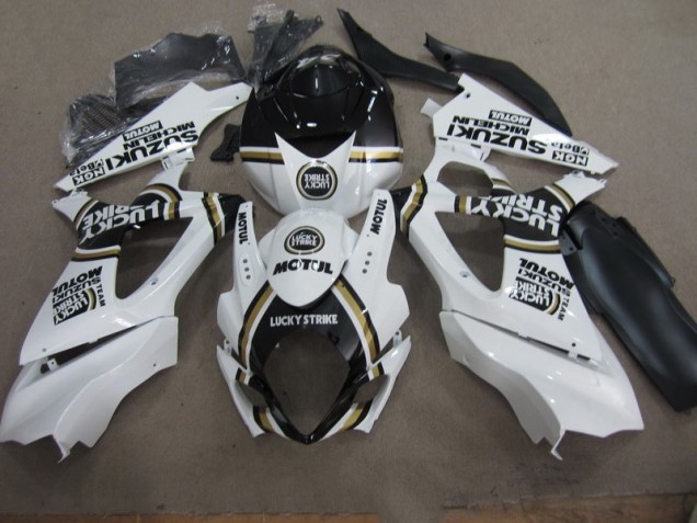 2007-2008 White Lucky Strike Black Motul Suzuki GSXR1000 Motorcycle Replacement Fairings UK Factory