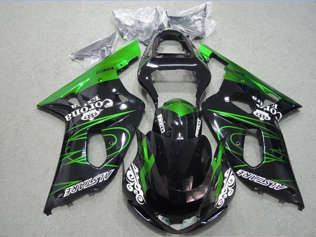 2001-2003 Black Green Corona Extra Suzuki GSXR600 Motorcycle Fairing Kits UK Factory