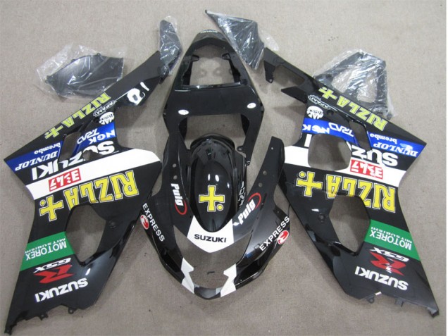 2004-2005 Black Yellow Rizla Suzuki GSXR600 Moto Fairings UK Factory