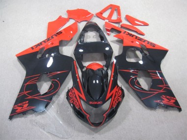 2004-2005 Black Red Suzuki GSXR600 Bike Fairings UK Factory