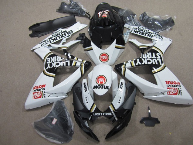 2006-2007 Black White Lucky Strike Motul Suzuki GSXR600 Bike Fairing UK Factory