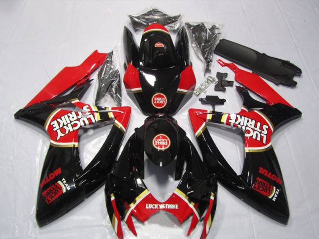 2006-2007 Black Red Lucky Strike Motul Suzuki GSXR600 Bike Fairing Kit UK Factory