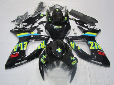 2006-2007 Black Yellow Rizla Suzuki GSXR600 Moto Fairings UK Factory