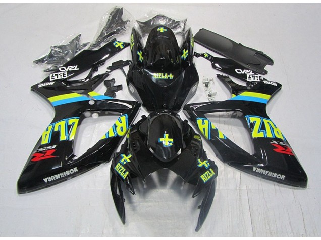 2006-2007 Black Yellow Rizla Suzuki GSXR600 Moto Fairings UK Factory