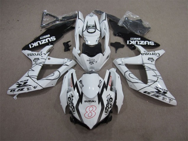 2008-2010 White Black Corona Extra Motul 8 Suzuki GSXR600 Replacement Motorcycle Fairings UK Factory