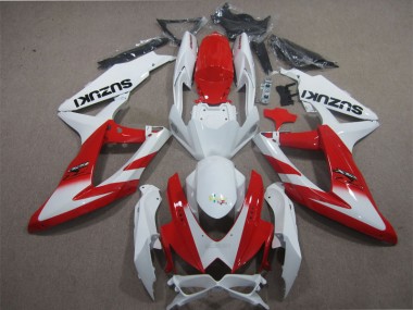 2008-2010 White Red Suzuki GSXR600 Motorcyle Fairings UK Factory