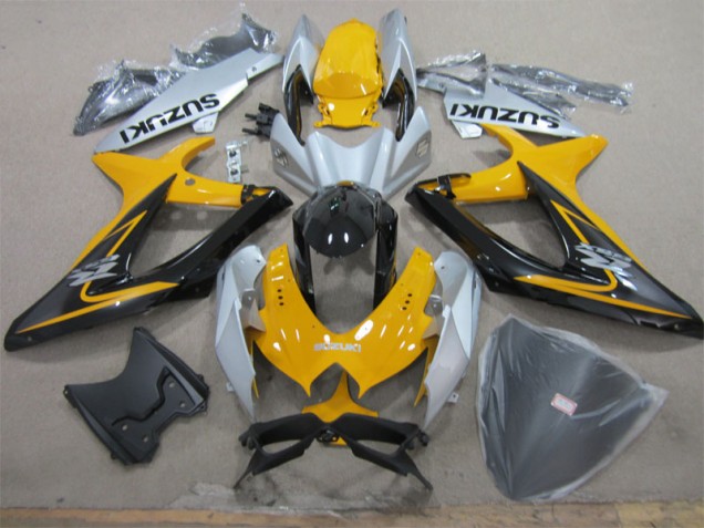 2008-2010 Yellow White Black Suzuki GSXR600 Motorcycle Fairing Kits UK Factory