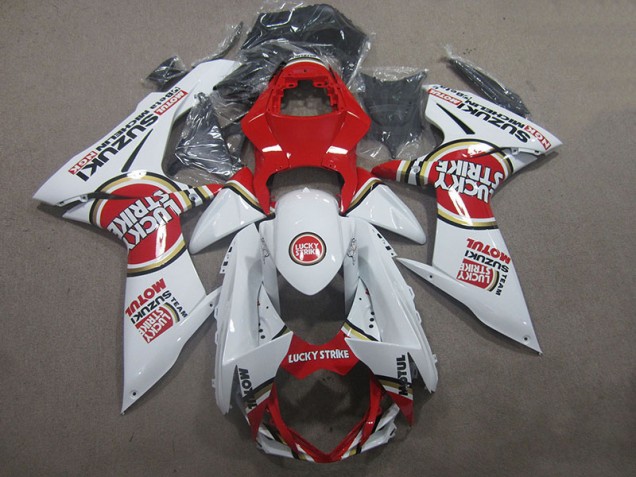 2011-2021 White Lucky Strike Red Motul Suzuki GSXR600 Motorcycle Fairings Kits UK Factory