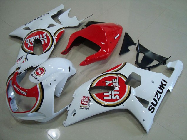 2001-2003 Red White Lucky Strike Suzuki GSXR750 Motorcyle Fairings UK Factory 2001-2003 Red White Lucky Strike Suzuki GSXR750 Motorcyle Fairings UK Factory